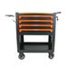 Mulanimo Multi-Functional Tool Cart with Wheels and Wooden Top 4 Drawers Rolling Tool Chest with Adjustable Shelf for Garage Workshop Tool Organizer