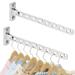 Folding Clothes Hanger Rack Wall Mounted Clothes Hanger Heavy Duty Stainless Steel Coat Organizer Rack Hook for Bathroom Bedroom Laundry Room Silver 2 PCS