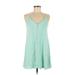 LoveRiche Casual Dress - A-Line Plunge Sleeveless: Green Print Dresses - Women's Size Medium