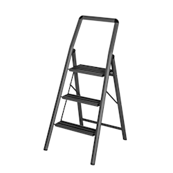 WENKO Alu-Klapptrittleiter Compact 3-stufig Dunkelgrau Image