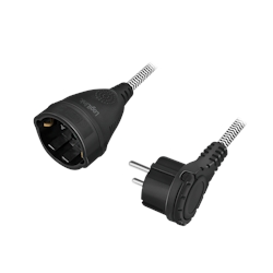 LogiLink Netzkabelverlängerung, CEE 7/7 zu CEE 7/3, 3m, Textilkabel 1 Stück Image