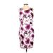 Worthington Casual Dress - Party Scoop Neck Sleeveless: Purple Floral Dresses - Women's Size 6