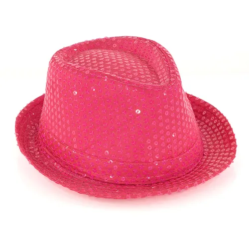 Chapeau ""paillettes"", rose fluo