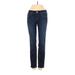 Level 99 Jeggings - Low Rise Straight Leg Boyfriend: Blue Bottoms - Women's Size 25 Petite - Dark Wash