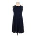 Style&Co Casual Dress - A-Line High Neck Sleeveless: Blue Print Dresses - Women's Size P