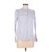 H&M Long Sleeve Button Down Shirt: Blue Print Tops - Women's Size 6