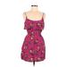 Roxy Casual Dress - Mini Scoop Neck Sleeveless: Pink Floral Dresses - Women's Size Medium