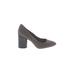 Nine West Heels: Slip-on Chunky Heel Minimalist Gray Print Shoes - Women's Size 9 - Almond Toe