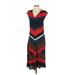 Zara Basic Casual Dress - A-Line V-Neck Sleeveless: Red Color Block Dresses - Women's Size Small