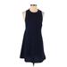 American Apparel Casual Dress - Mini Crew Neck Sleeveless: Blue Solid Dresses - Women's Size Small