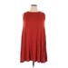 Pinc Casual Dress - A-Line Crew Neck Sleeveless: Red Print Dresses - Women's Size 1X