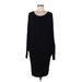 LA Made Casual Dress Scoop Neck Long sleeves: Black Print Dresses - Women's Size Medium