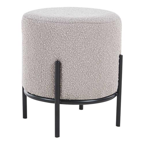 Hocker Boucle Taupe mit Vierfußgestell aus Metall 38 cm hoch