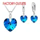 925 Silver Needle Bridal Jewelry Sets Bright Crystal Heart Shape Necklaces Hoop Earrings Women Girls