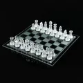 Crystal Chess Set Includes Frosted / Polished Glass Chess Board And 32 Chess Pieces Adult Crystal