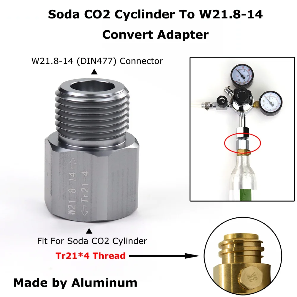 CO2-Zylinder (Sodastream Blue Tank) auf W21.8-14 Konvertierungsadapter für Aquaristen, Aquarienfische oder selbstgebrautes Bierfass-CO2-Regler Image