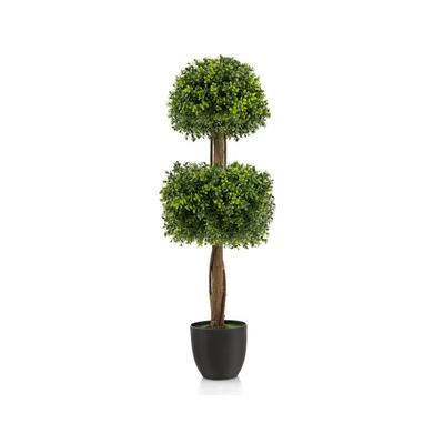 Costway 40 Inch Artificial Boxwood Topiary Ball Tree for Front Porch Patio Home-Green