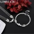 Urmylady feine 925 Sterling Silber Charm Perlen Halskette Armband Schmuck für Frauen Männer Kette