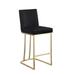 Bar Stool Counter Height Gold Brushed Barstool Velvet Fabric(Set of 2)