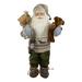 2' Standing Santa Christmas Figure with a Plush Bear and Lantern