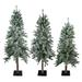 Set of 3 Slim Flocked Alpine Artificial Christmas Trees 6' - Unlit