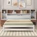 Full Size Wood Platform Bed w/ Storage Headboard Upholstered Bed Frame & Drawers Storage Bed Space-Saving/No Box Spring Required
