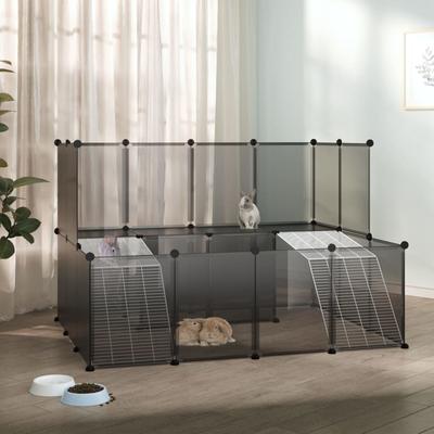 vidaXL Small Animal Cage Black/Transparent 56.3"x42.1"x36.6" PP and Steel