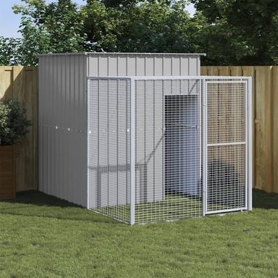 vidaXL Chicken Coop Metal Chicken Cage Animal House with Run Galvanized Steel