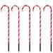 Set of 5 Red Lighted Candy Cane Christmas Lawn Stakes 28"