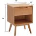 MUSEHOMEINC Mid-Century Modern Solid Wood Nightstandfor Bedroom,End Table for Living Room with 1 Storage Drawer and Open Shelf