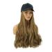 Women Hair Wig One-Piece Hat Wig Long Curly Hair Wig Fashion Elegant Hairpiece with Casual Fashionable Hair Extension with Hat (Gradient Brown)