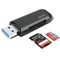 C307 SD Card Reader Portable USB 3.0 Flash Memory Card Adapter Hub for SD Micro SD SDXC SDHC MMC Micro SDXC Micro SDHC UHS-I for Mac Windows Linux Chrome PC Laptop Switch Black