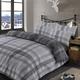 Dreamscene Boston Brushed Cotton Check Tartan Duvet Cover Bedding Set - Grey - Single