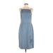 BCBGMAXAZRIA Casual Dress - Sheath Square Sleeveless: Blue Print Dresses - Women's Size Medium