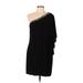 Blondie Cocktail Dress - Mini Open Neckline 3/4 sleeves: Black Solid Dresses - Women's Size 13