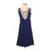 Eddie Bauer Casual Dress - A-Line Scoop Neck Sleeveless: Blue Solid Dresses - Women's Size Small