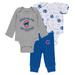 Newborn & Infant WEAR by Erin Andrews Gray/White/Royal Chicago Cubs Three-Piece Turn Me Around Bodysuits Pants Set