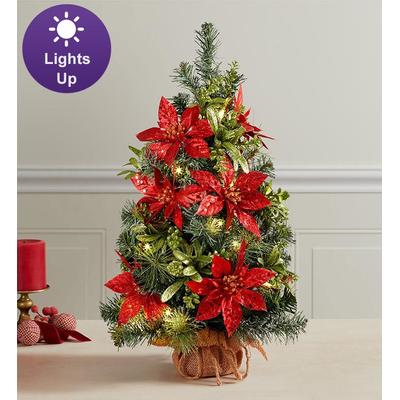 1-800-Flowers Seasonal Gift Delivery Shimmering Poinsettia Tree W/ Lights - 18'