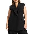 Plus Size Women's Longline Double Breasted Vest by ELOQUII in Black (Size 16)