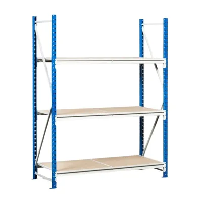 PROREGAL Weitspannregal MAXIMUS | Grundregal | HxBxT 450x150x120cm | 7 Ebenen | Spanplatten-Fachboden | Fachlast 475kg | Lichtblau/Lichtgrau Image