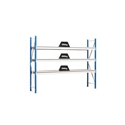 PROREGAL Weitspannregal MAXIMUS Pro | Grundregal | HxBxT 200x200x100cm | 7 Ebenen | Spanplatten-Fachboden | Fachlast 690kg | Lichtblau/Lichtgrau Image
