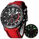 OLEVS Mens Watches Chronograph Waterproof Luminous Silicon Strap Multifunction Watches for Men Quartz Business Calendar Men Wrist Watch, red black watch for men