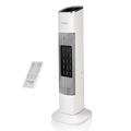 Electric Heater Energy Efficient – Heaters for Home Low Energy Silent – Portable Halogen Tower Fan Heater – Touch Screen, White & Silver 2000W Heater Fan with Tip-Over Safety Setting – by Nuovva