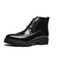 Lace Up Boots for Men Derby Carved Brogue Wing Tip Height Increasing Elevator PU Block Heel Slip Resistant Stylish Formal Dress (Color : Black, Size : 8.5 UK)