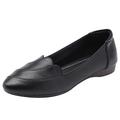 rismart Women's Leather Ballet Pumps Slip on Formal Dress Shoes SN02548(Black,3.5 UK)