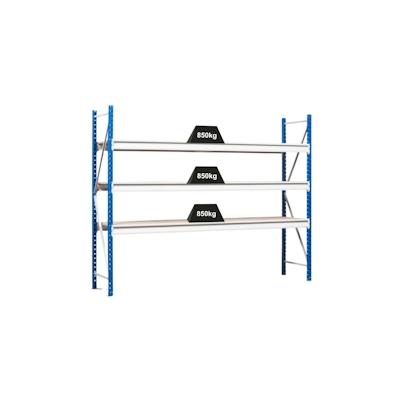PROREGAL Weitspannregal MAXIMUS Pro | Grundregal | HxBxT 200x150x100cm | 3 Ebenen | Spanplatten-Fachboden | Fachlast 850kg | Lichtblau/Lichtgrau Image