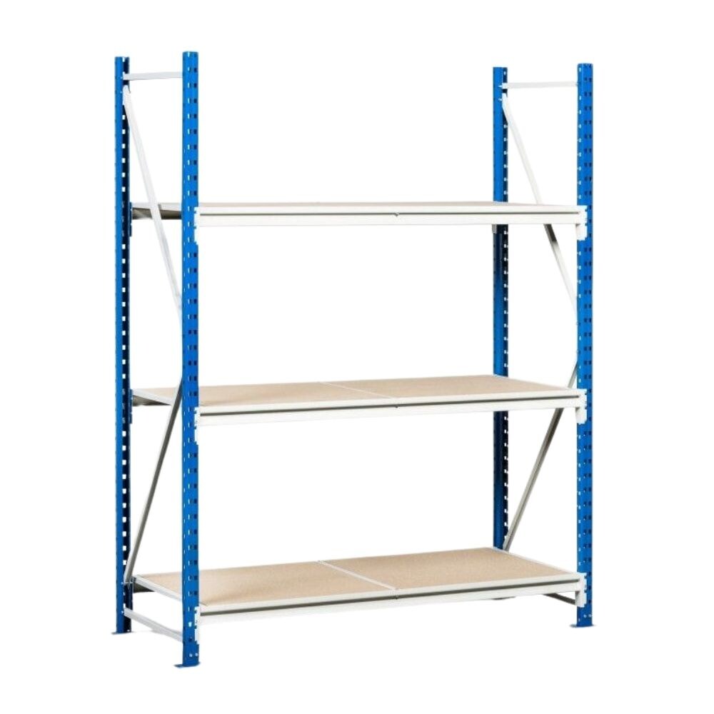 PROREGAL Weitspannregal MAXIMUS | Grundregal | HxBxT 500x225x40cm | 7 Ebenen | Spanplatten-Fachboden | Fachlast 375kg | Lichtblau/Lichtgrau Image