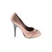 Giuseppe Zanotti Heels: Slip-on Stilleto Cocktail Party Tan Print Shoes - Women's Size 38 - Peep Toe