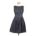 Vince Camuto Casual Dress - A-Line: Blue Polka Dots Dresses - Women's Size 8