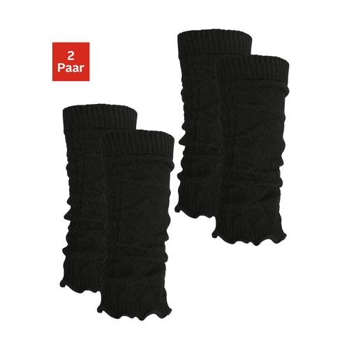 Stulpensocken LAVANA schwarz (2x schwarz) Damen Socken mit Zopfstrickmuster